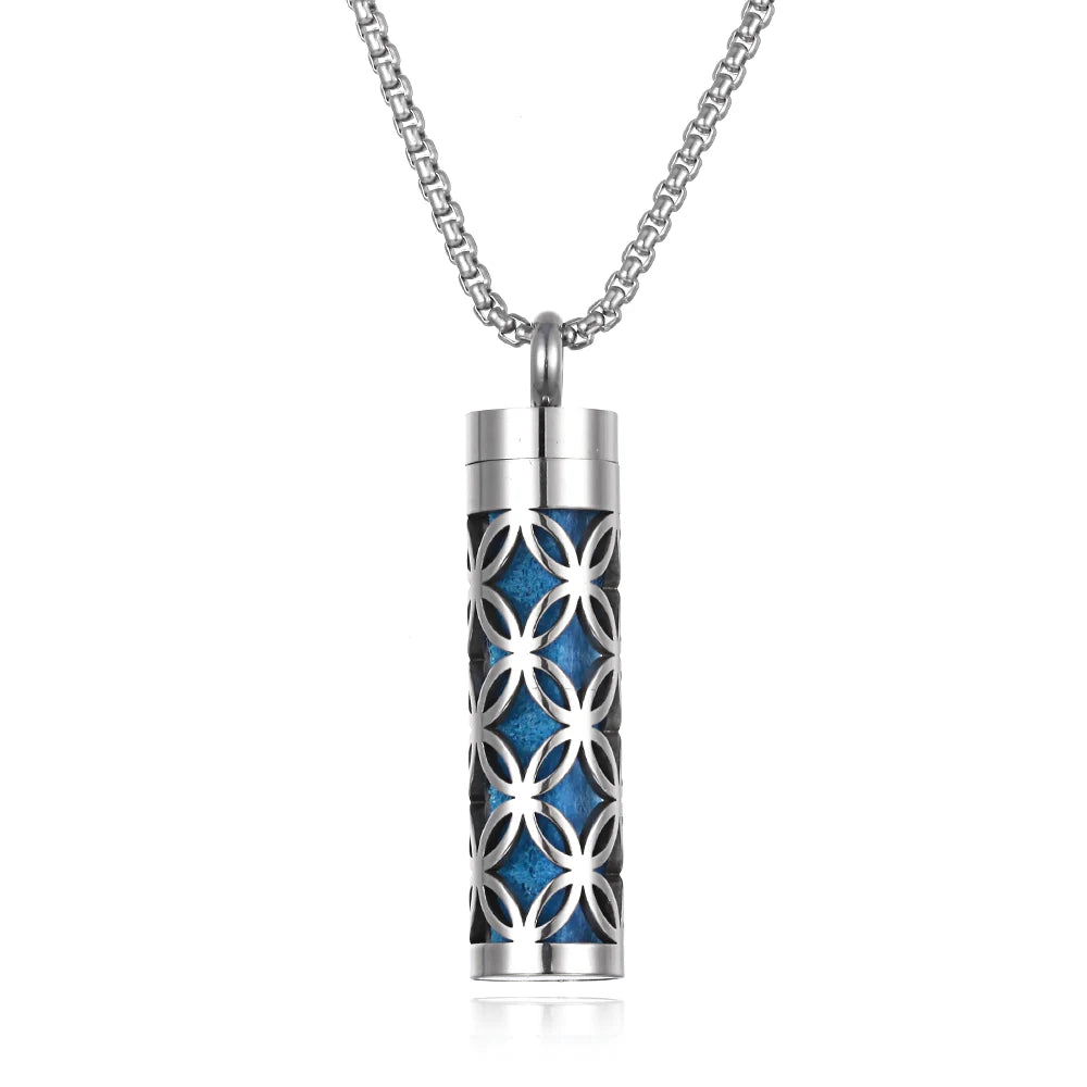 Collier diffuseur de parfum, pendentif rond en acier inoxydable
