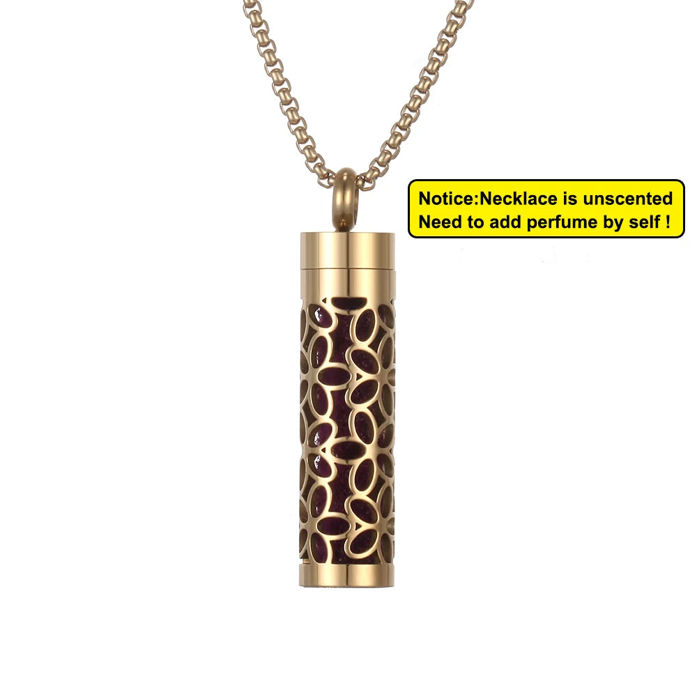 Collier diffuseur de parfum, pendentif rond en acier inoxydable