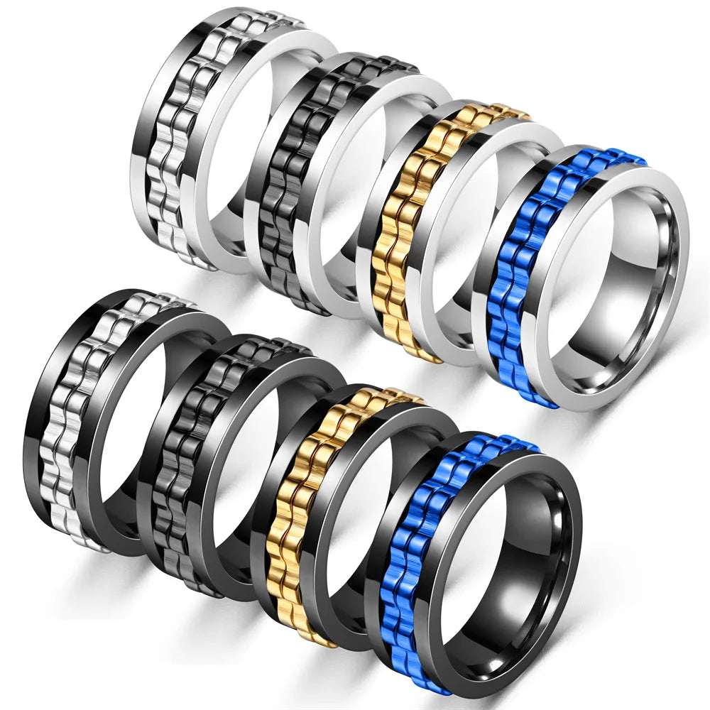 Bague anti-stress rotative à motif chaîne dentée