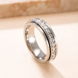 Bague anti-stress rotative en acier titane et zircone cubique