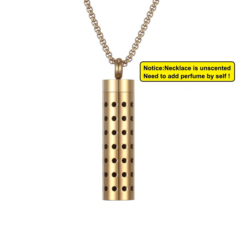 Collier diffuseur de parfum, pendentif rond en acier inoxydable