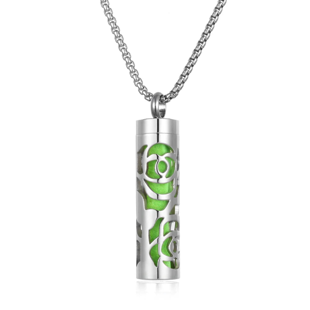 Collier diffuseur de parfum, pendentif rond en acier inoxydable