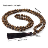 Collier mala 108 perles avec pompon, fermoir élastique