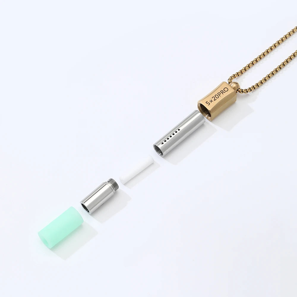 Collier sifflet en acier inoxydable, respiration consciente