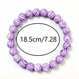 Bracelet en perles de pierre violette striée, mixte