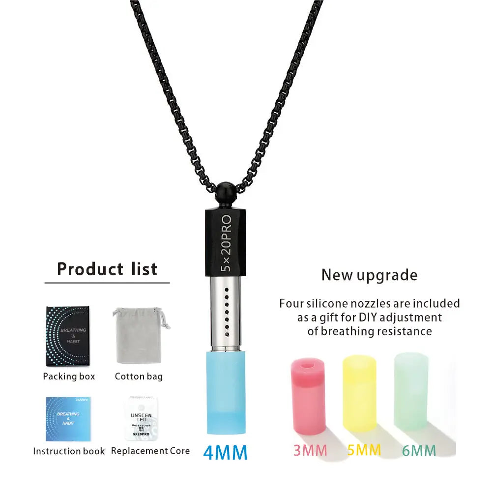 Collier sifflet en acier inoxydable, respiration consciente