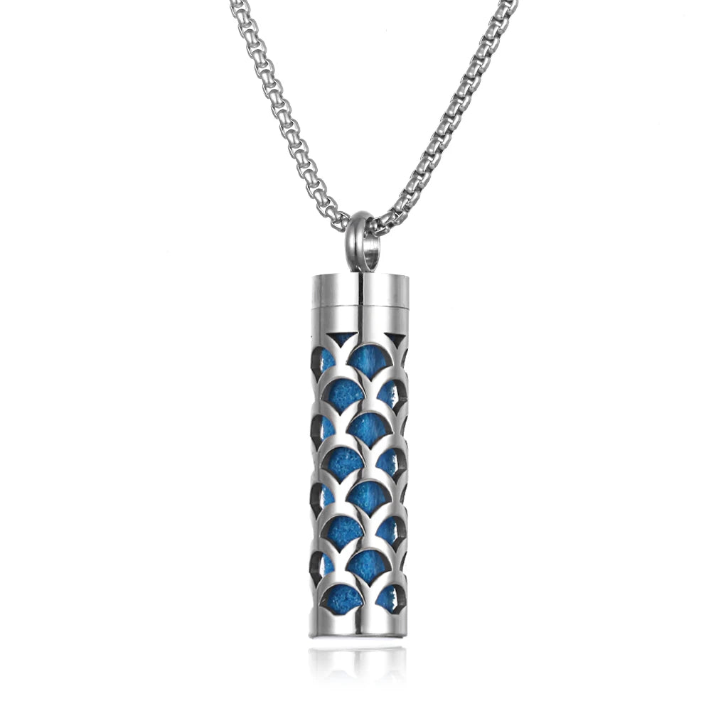 Collier diffuseur de parfum, pendentif rond en acier inoxydable