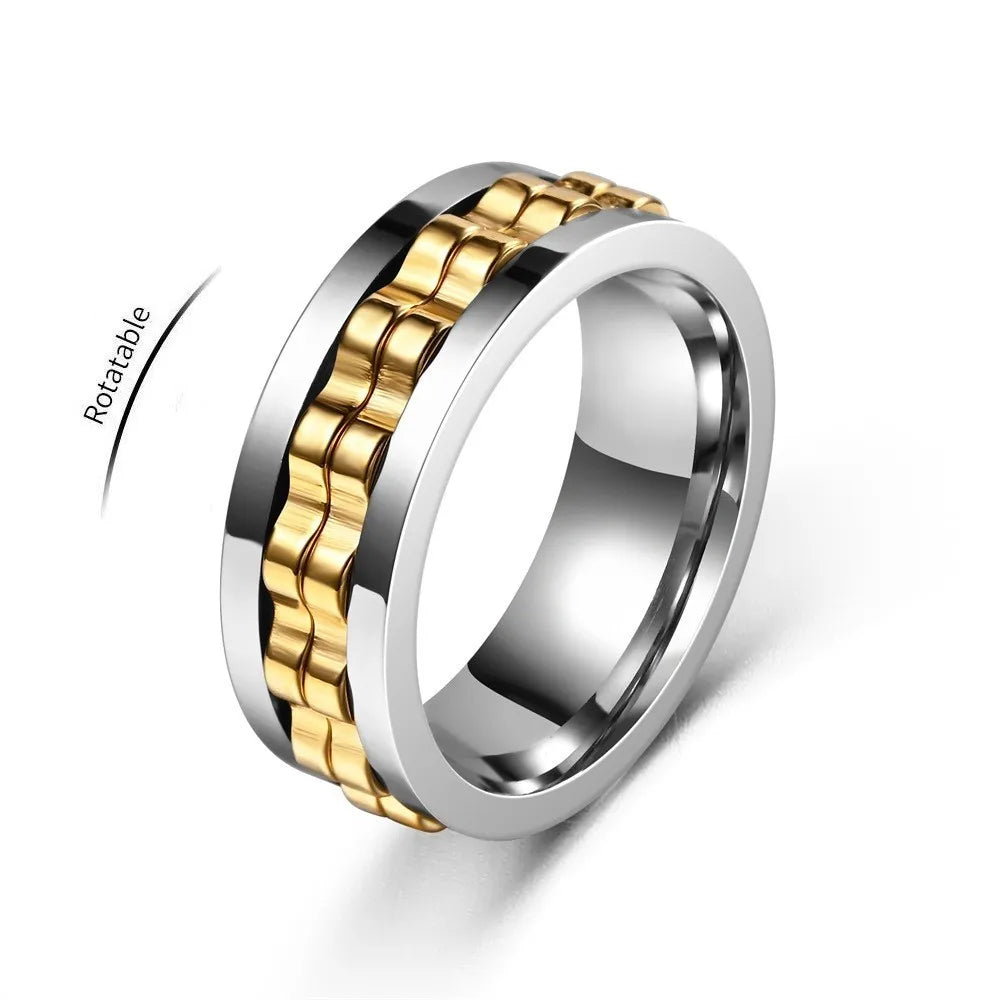 Bague anti-stress rotative à motif chaîne dentée