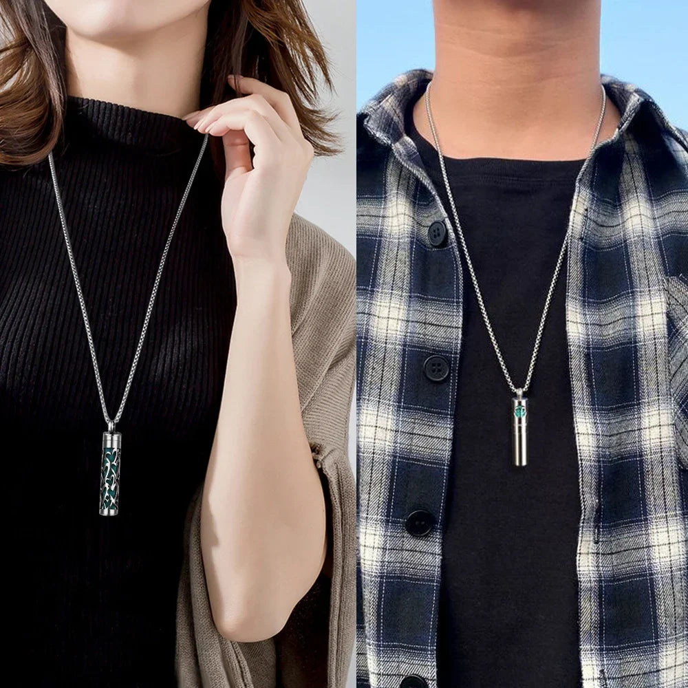 Collier diffuseur de parfum, pendentif rond en acier inoxydable