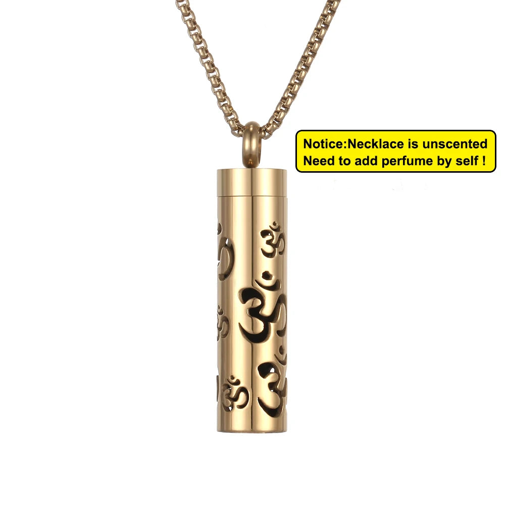 Collier diffuseur de parfum, pendentif rond en acier inoxydable