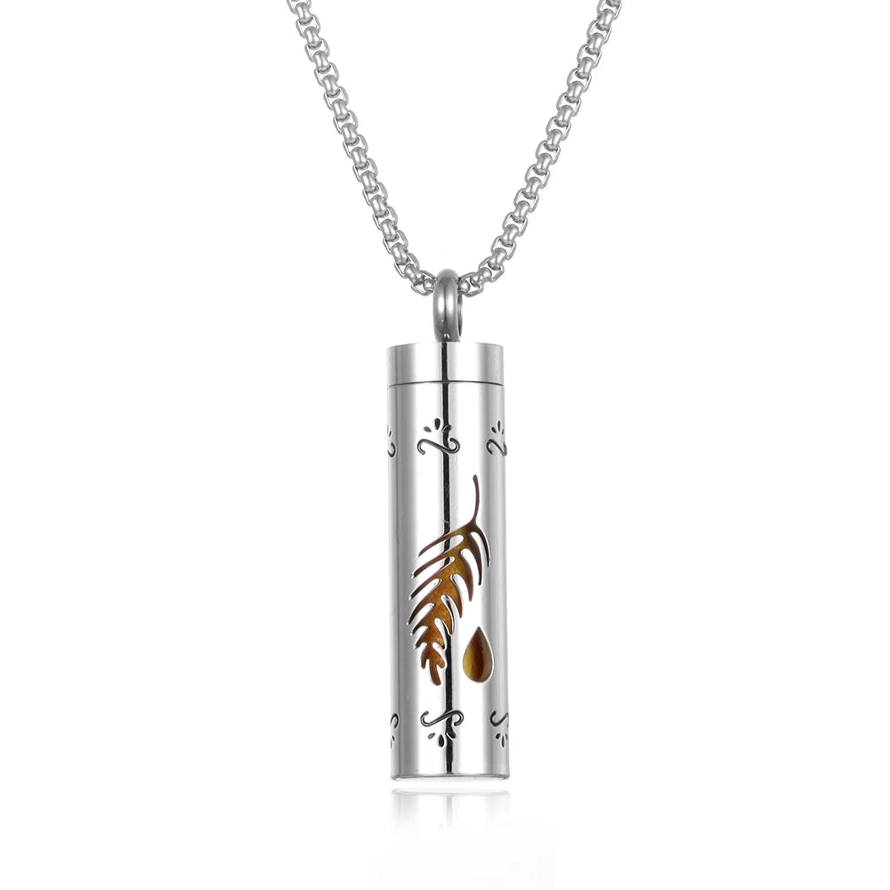 Collier diffuseur de parfum, pendentif rond en acier inoxydable