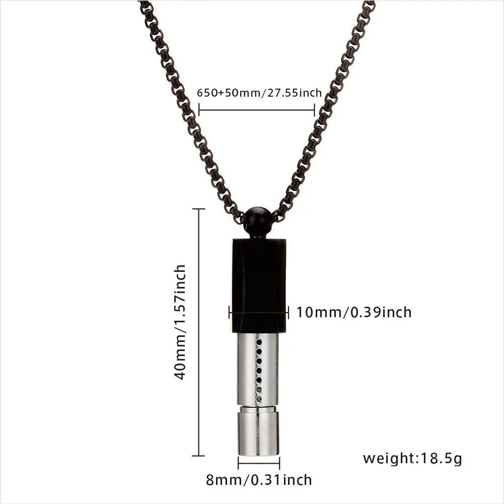 Collier sifflet en acier inoxydable, respiration consciente