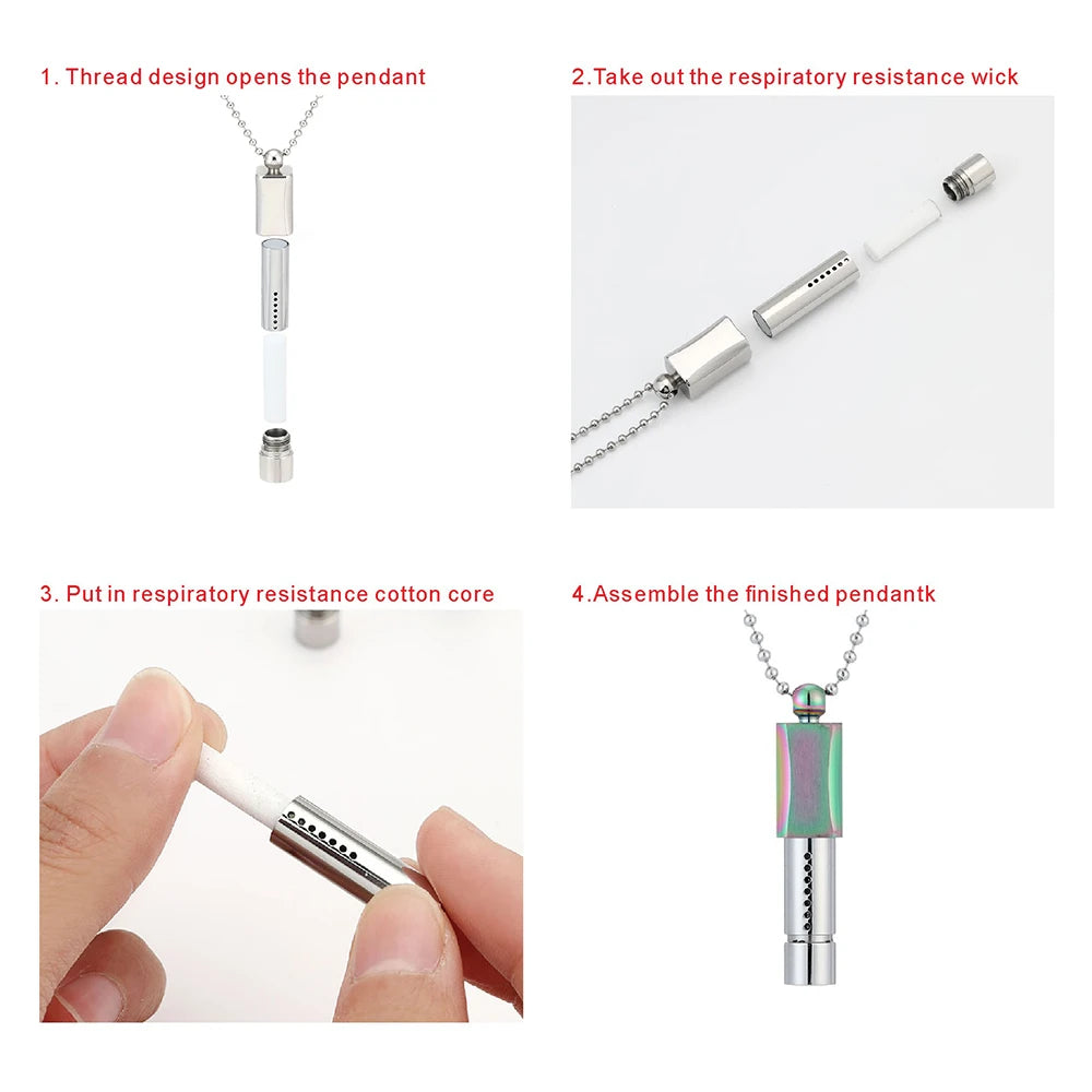 Collier sifflet en acier inoxydable, respiration consciente