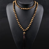 Collier mala 108 perles avec pompon, fermoir élastique