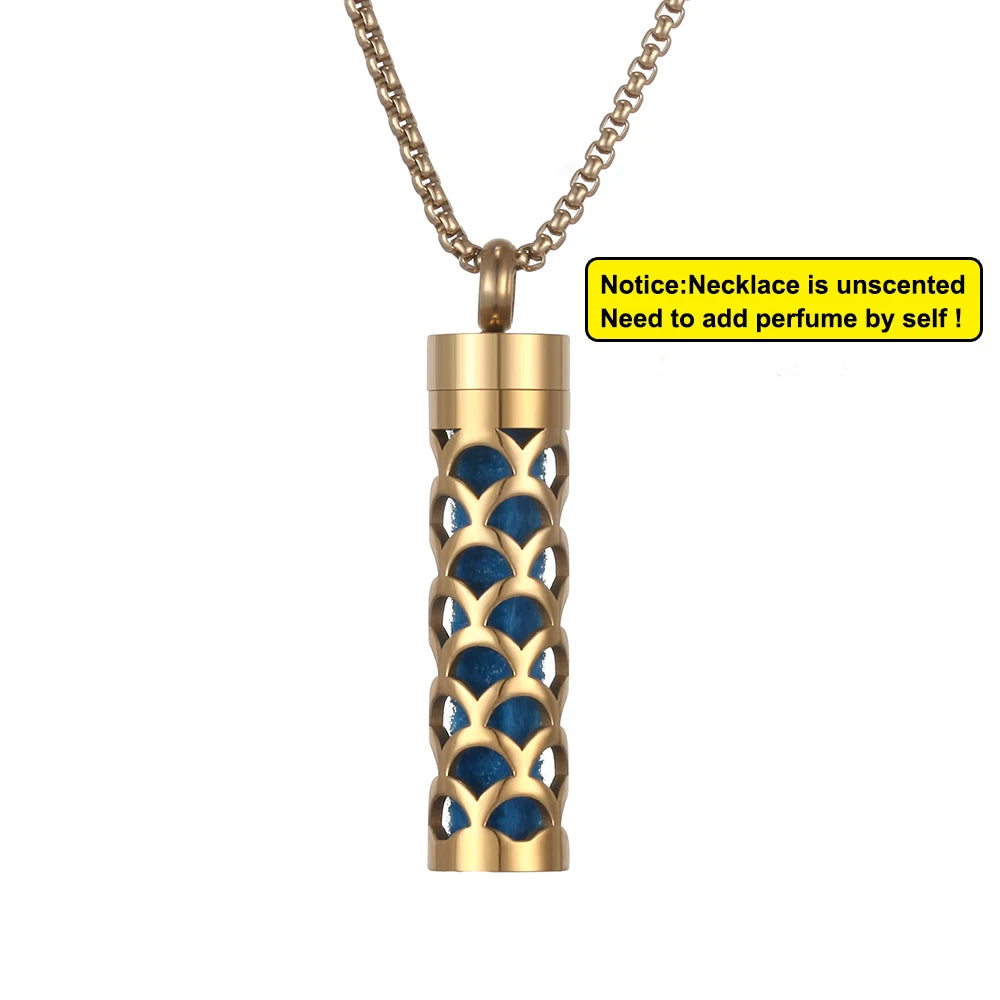 Collier diffuseur de parfum, pendentif rond en acier inoxydable