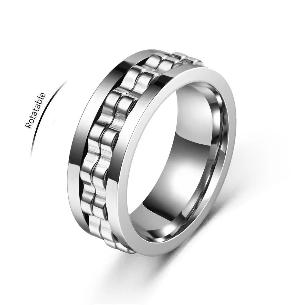 Bague anti-stress rotative à motif chaîne dentée