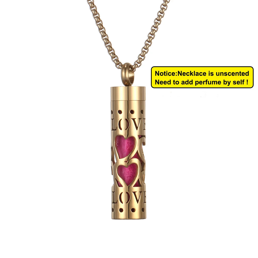 Collier diffuseur de parfum, pendentif rond en acier inoxydable