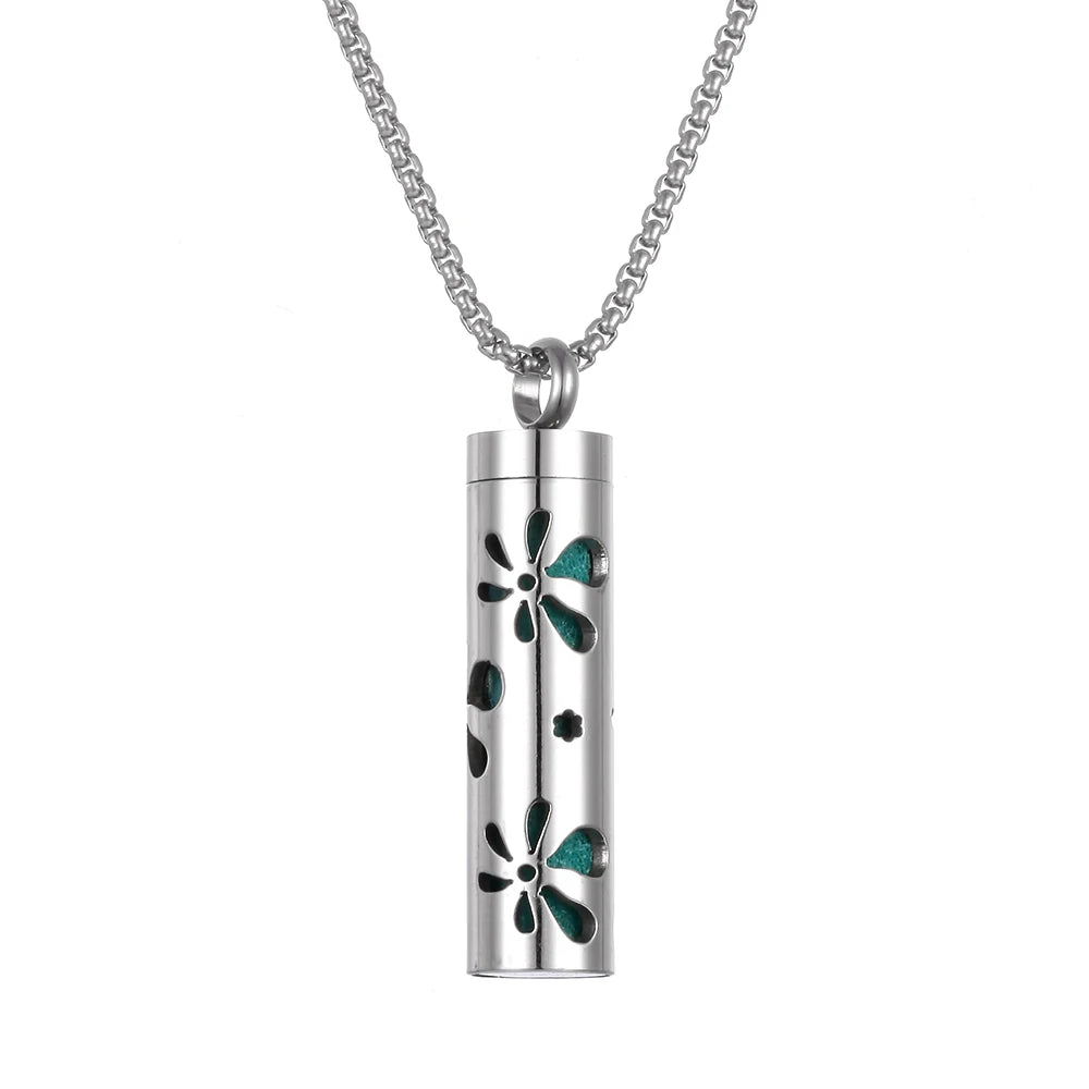 Collier diffuseur de parfum, pendentif rond en acier inoxydable