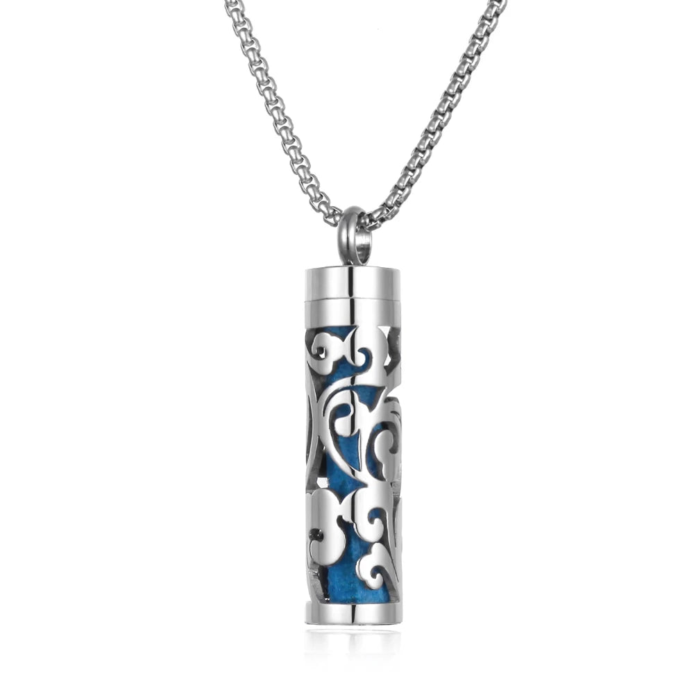 Collier diffuseur de parfum, pendentif rond en acier inoxydable
