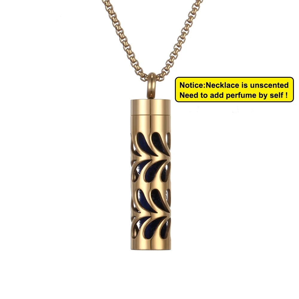 Collier diffuseur de parfum, pendentif rond en acier inoxydable