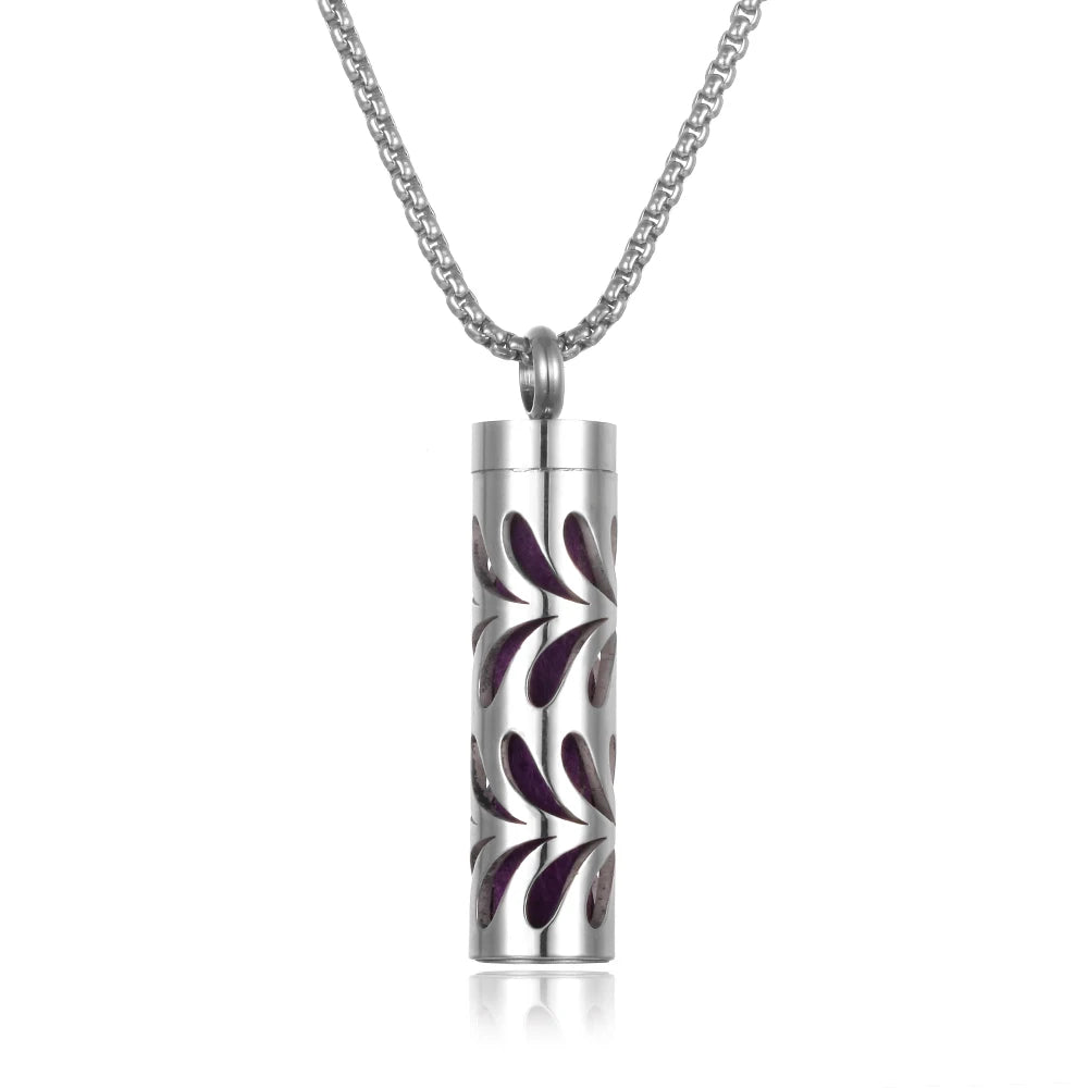 Collier diffuseur de parfum, pendentif rond en acier inoxydable