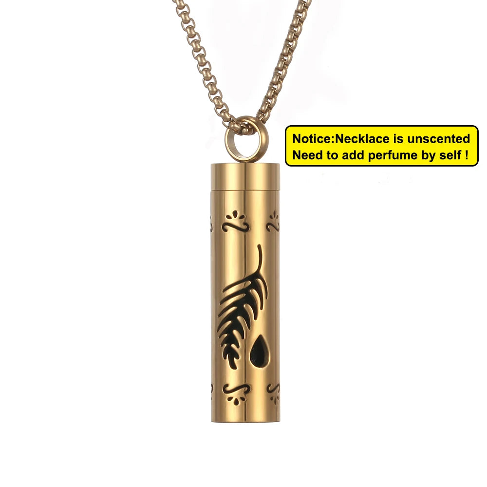 Collier diffuseur de parfum, pendentif rond en acier inoxydable