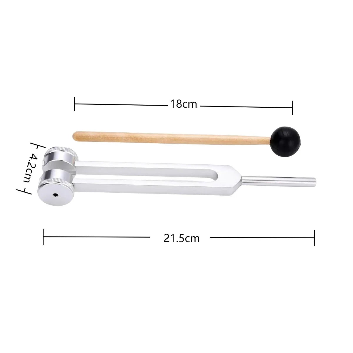 Diapason 128 Hz en alliage d'aluminium et bois