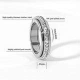 Bague anti-stress rotative en acier titane et zircone cubique