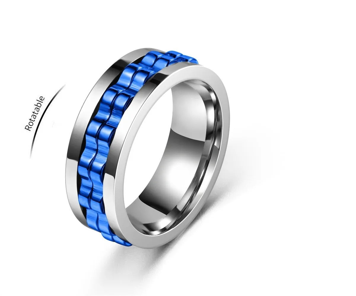 Bague anti-stress rotative à motif chaîne dentée