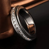 Bague anti-stress rotative en acier titane et zircone cubique