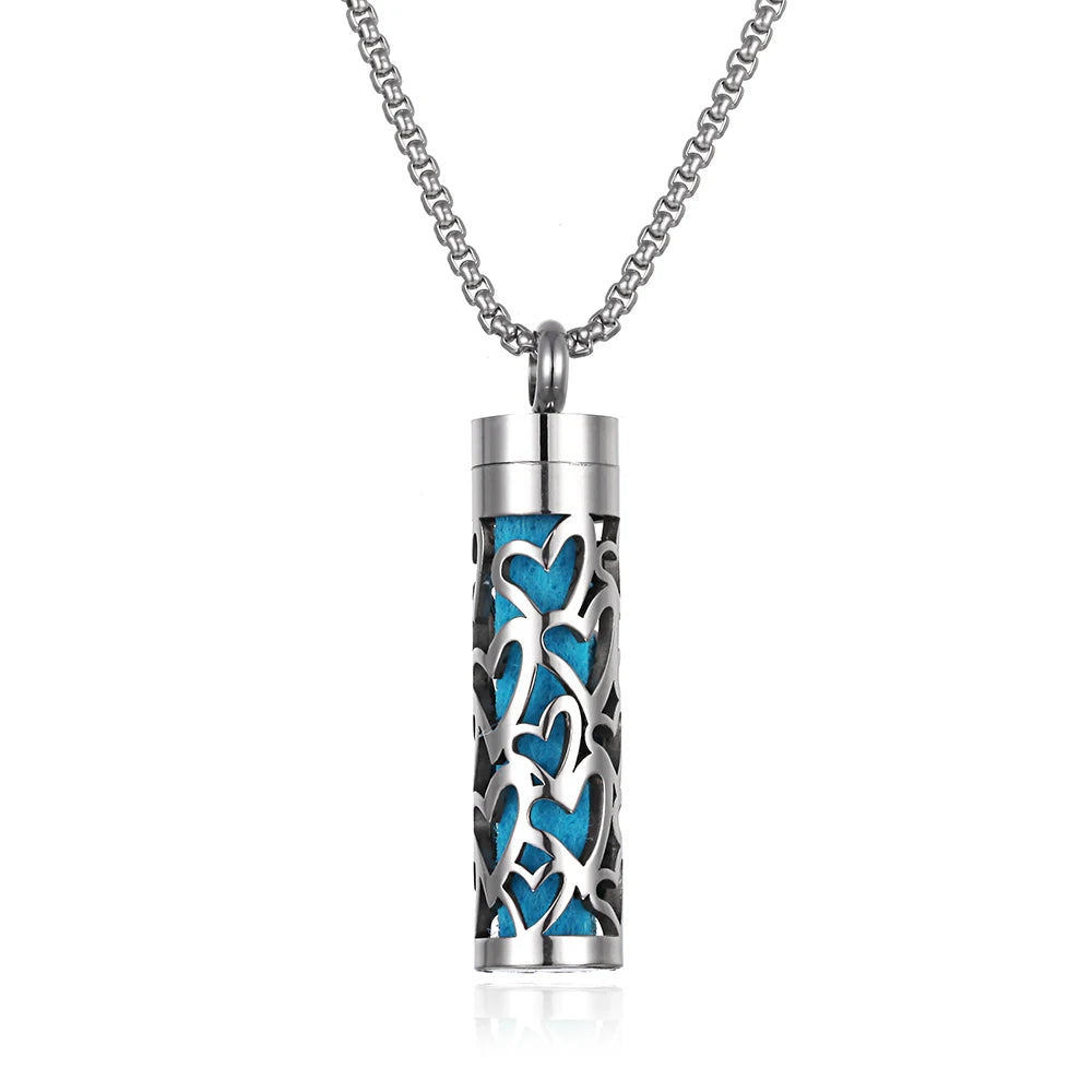 Collier diffuseur de parfum, pendentif rond en acier inoxydable