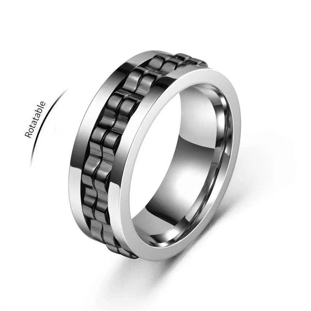 Bague anti-stress rotative à motif chaîne dentée