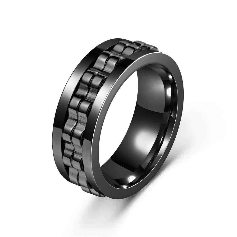 Bague anti-stress rotative à motif chaîne dentée