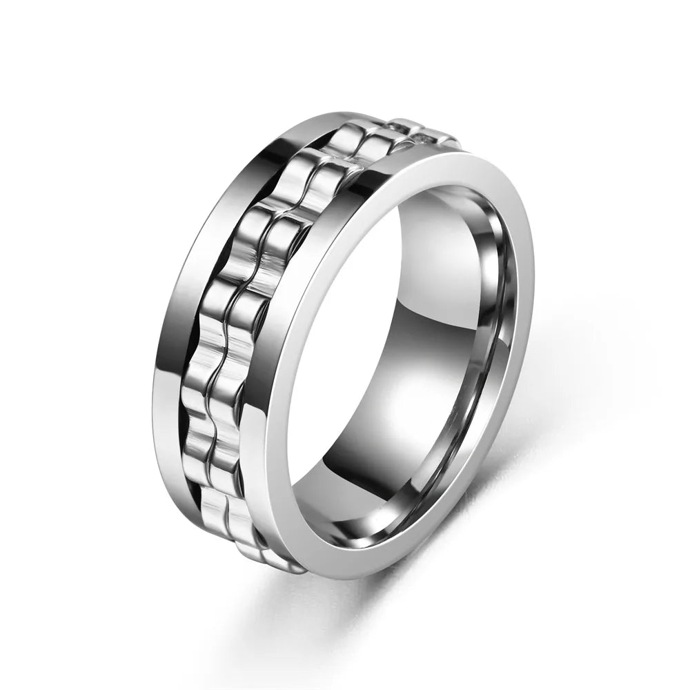 Bague anti-stress rotative à motif chaîne dentée