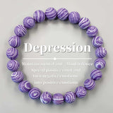 Bracelet en perles de pierre violette striée, mixte
