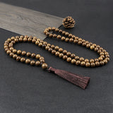Collier mala 108 perles avec pompon, fermoir élastique