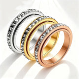 Bague cocktail anti-stress rotative en acier inoxydable