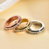 Bague cocktail anti-stress rotative en acier inoxydable