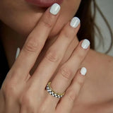 Bague anti-stress rotative motif damier