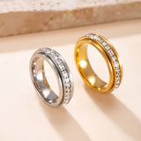 Bague cocktail anti-stress rotative en acier inoxydable