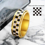 Bague anti-stress rotative motif damier