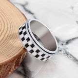 Bague anti-stress rotative motif damier