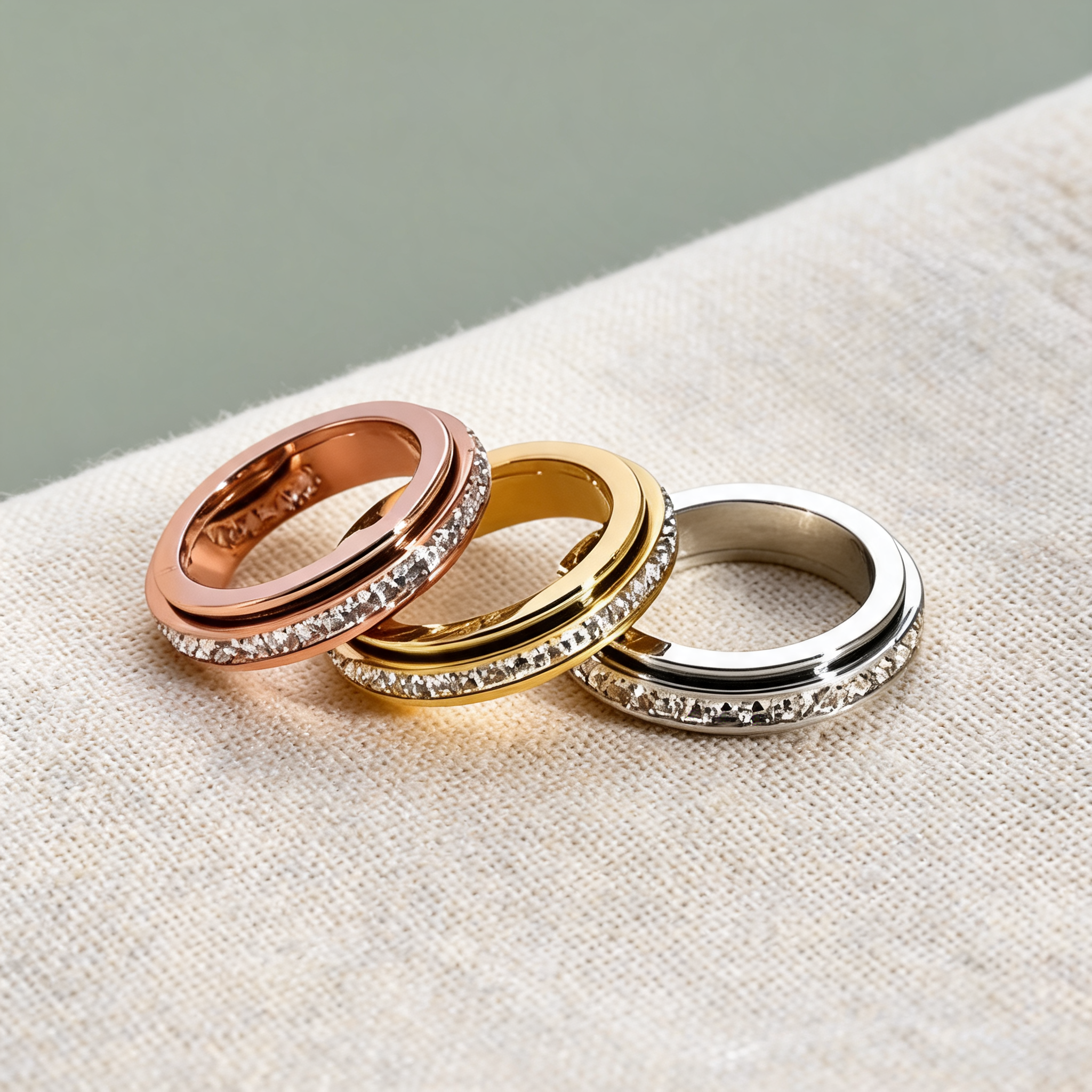 Bague cocktail anti-stress rotative en acier inoxydable