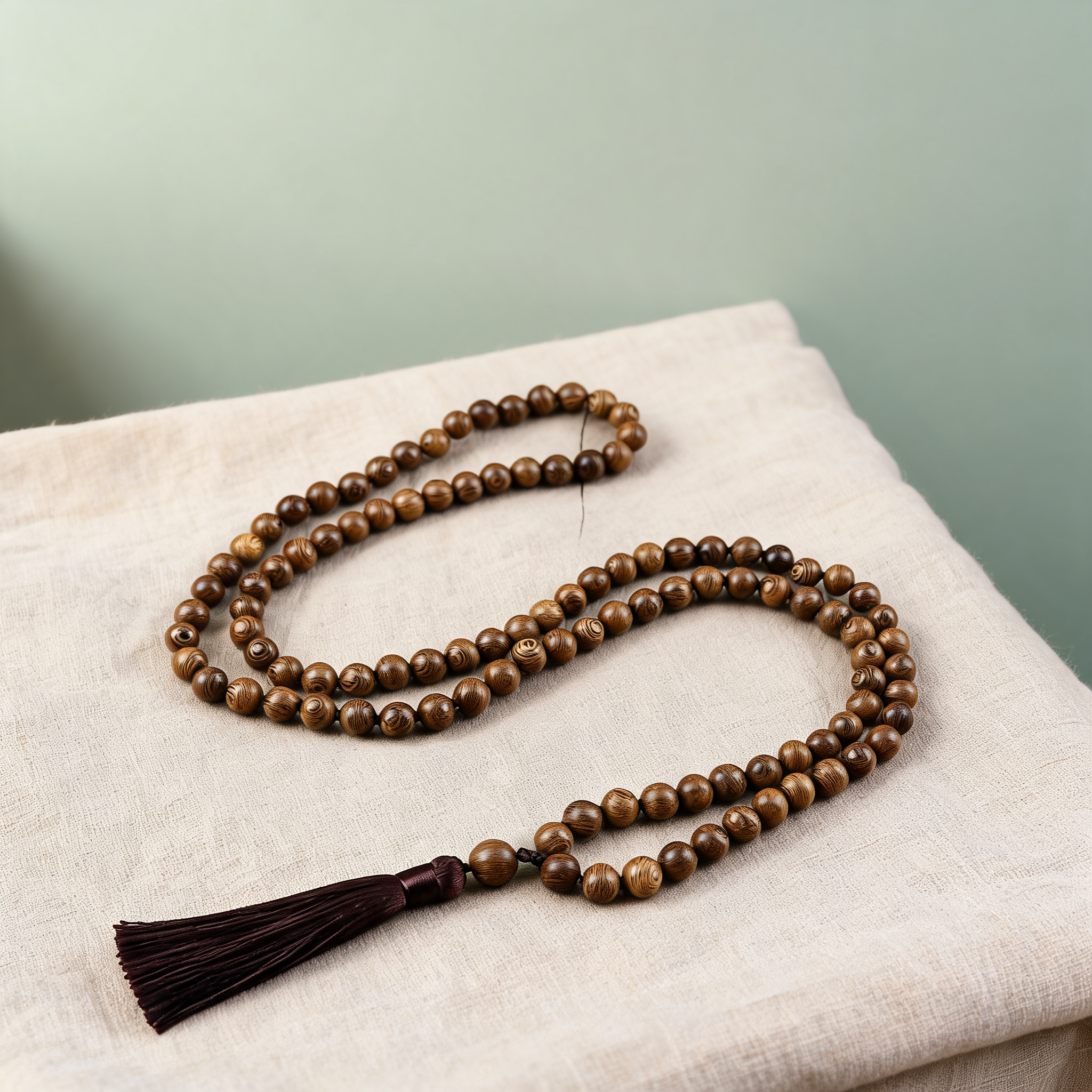 Collier mala 108 perles avec pompon, fermoir élastique